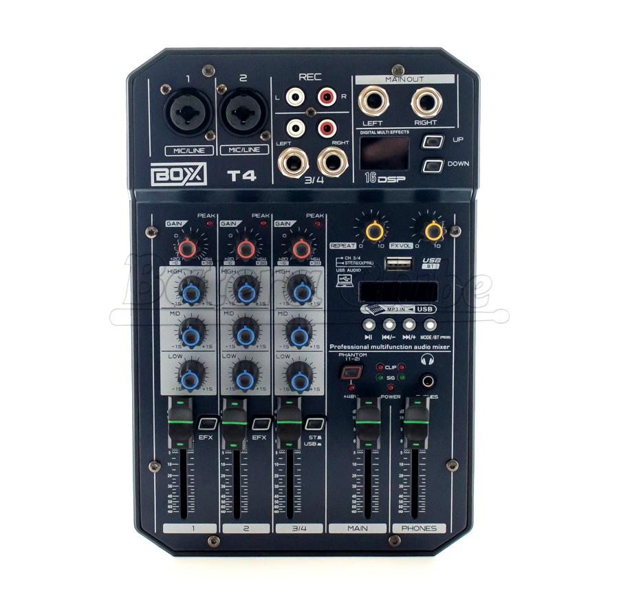 Mixer BOXX T4 Mesa de Som 3 Canais para Lives e Gravações Interface Plug and Play para Smartphones