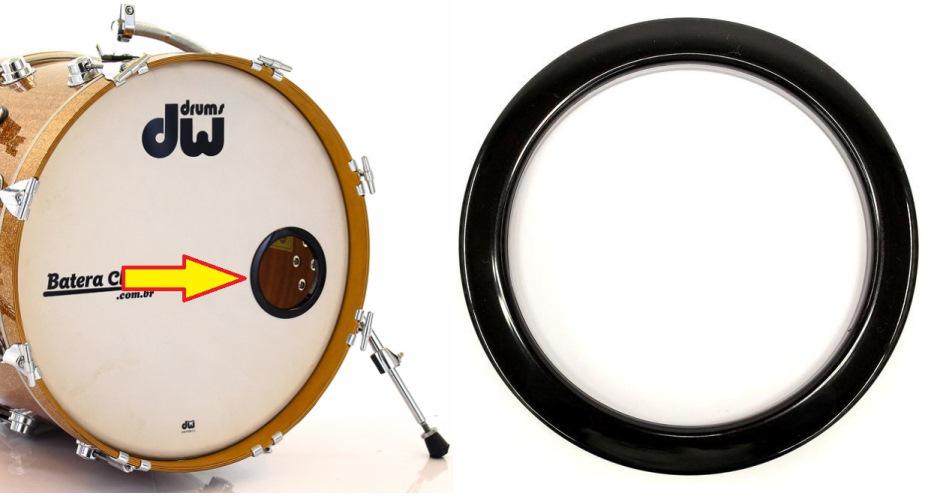Molde para Furo no Bumbo Bass Drum Os Black com 4" HBL4 Proteja e Decore o Furo do Bumbo