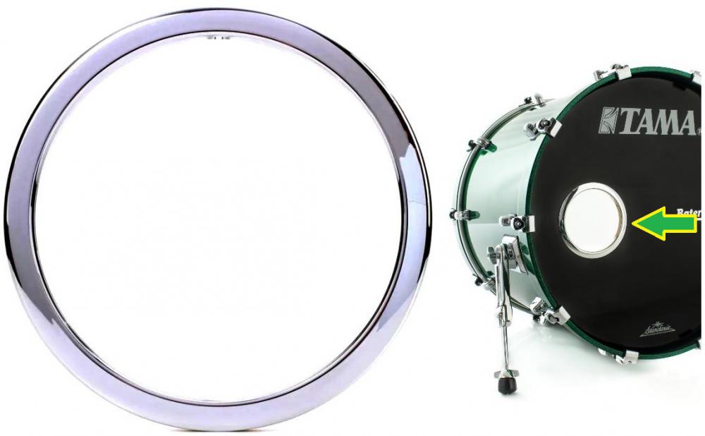 Molde para Furo no Bumbo Bass Drum Os Cromado com 6" HC6 Proteja e Decore o Furo do Bumbo