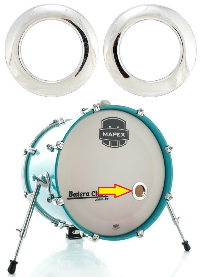 Molde para Furo no Bumbo Bass Drum Os Cromado com 2 unidades com 2" HC2 Proteja o Furo do Bumbo