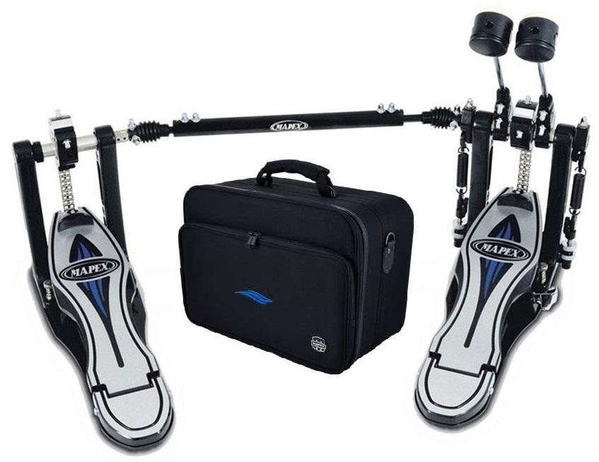 Pedal Duplo Mapex Falcon PF1000TW Double Chain com Polia Pursuit, Batedores com Peso e Bag Incluso