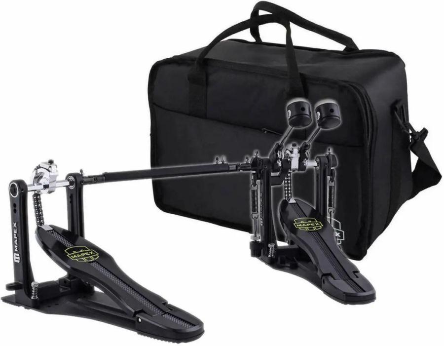 Pedal Duplo Mapex P810TW Armory Series Dual Chain Drive com Bag e Pesos nos Batedores