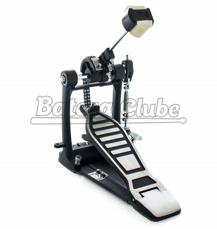Pedal Simples Hard Beat HBP-402 Double Chain Drive com Sistema de Corrente Dupla e Batedor de 4 Faces