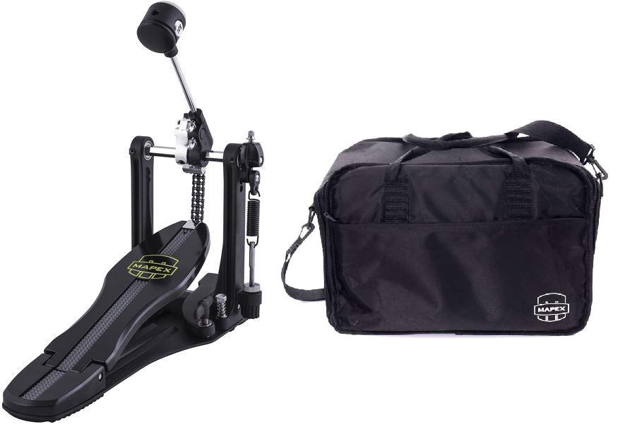 Pedal Simples Mapex P810 Armory Series Dual Chain Drive com Bag e Peso no Batedor (800 Series)