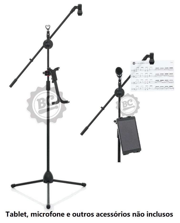Pedestal de Microfone Liverpool com suporte de tablet e fixador de papel (11019)