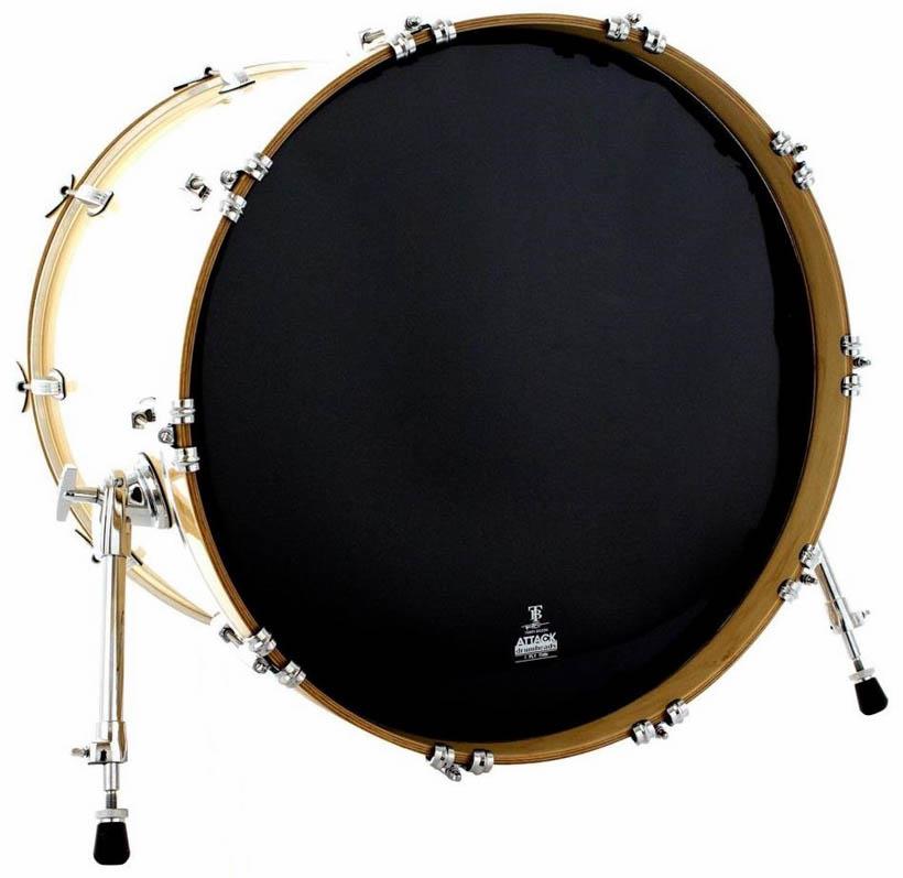 Pele Attack Drumheads Terry Bozzio Signature Thin Black Resonant 22" Resposta Preta de Bumbo TBBL22