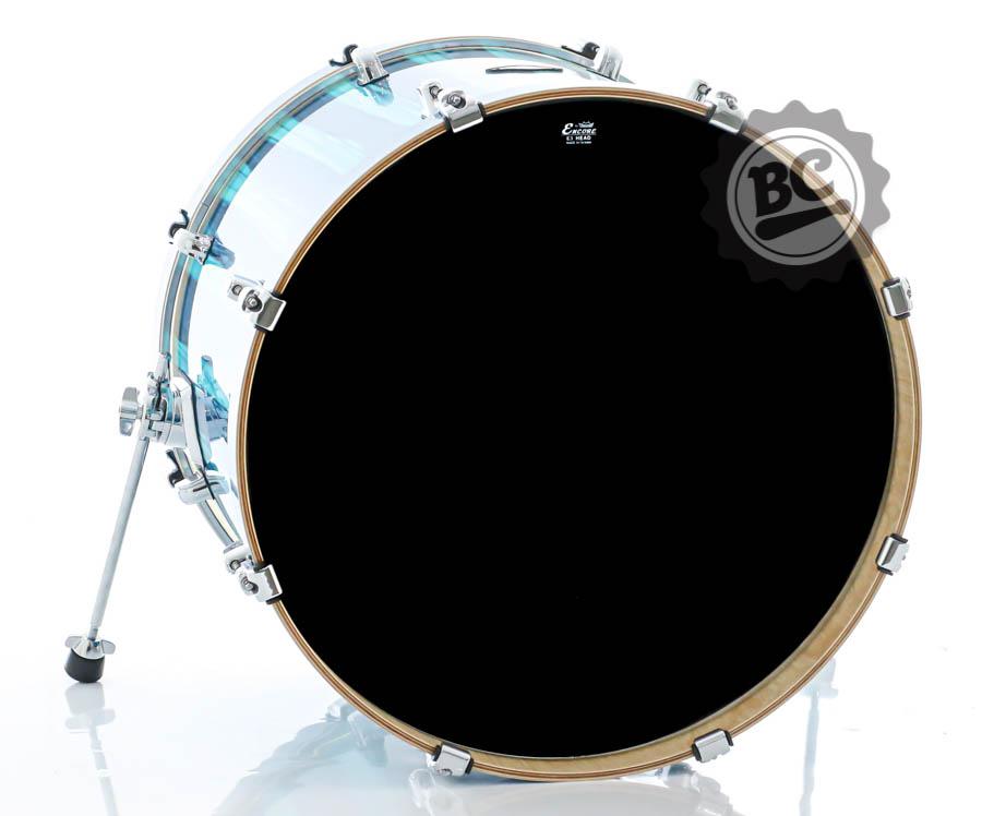 Pele Encore Remo Powerstroke Ebony Bass 24" Resposta de bumbo preta e anel abafador interno