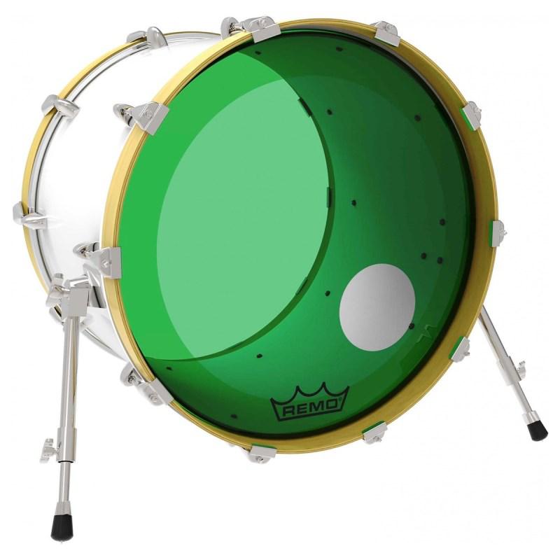 Pele Remo Powerstroke Colortone Green 20" Resposta Verde com Furo e Anel Muffle Abafador (11070)