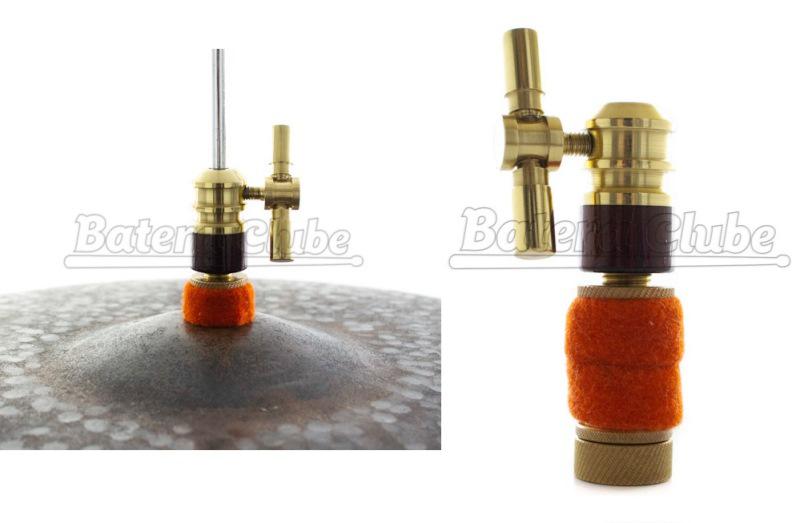 Presilha de Chimbal Craft Drums Laranja Artesanal Super Luxo em Brass e Madeira e Kit de Feltros