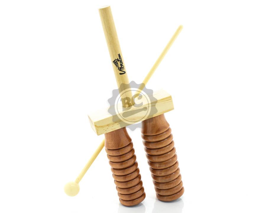 Agogô JOG Vibratom P5202 duplo com som de reco-reco, trac e bloco sonoro (Musicalização Infantil)
