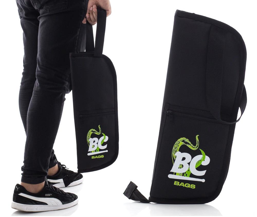 Bag de Baquetas Batera Clube BC Octogear Black tamanho médio com bolso frontal
