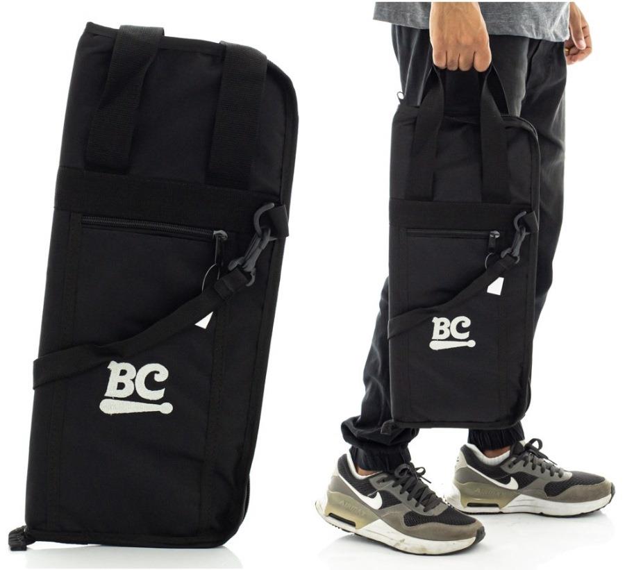 Bag de Baquetas Batera Clube BC The Black médio com bolso frontal e alça de ombro KN (1407)