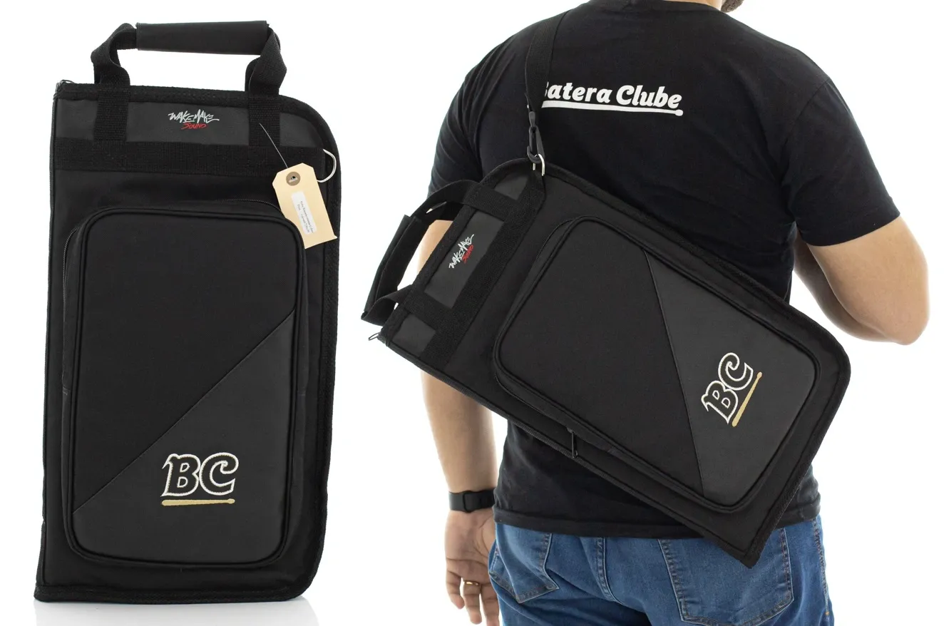 Bag de Baquetas BC Batera Clube Signature Wake Make Black grande em nylon com alça de ombro