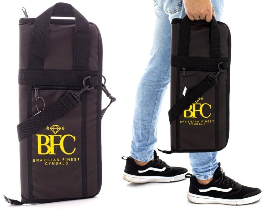 Bag de Baquetas BFC Brazilian Finest Cymbals Marrom em Eco Couro com Bolso Frontal KN (3368)