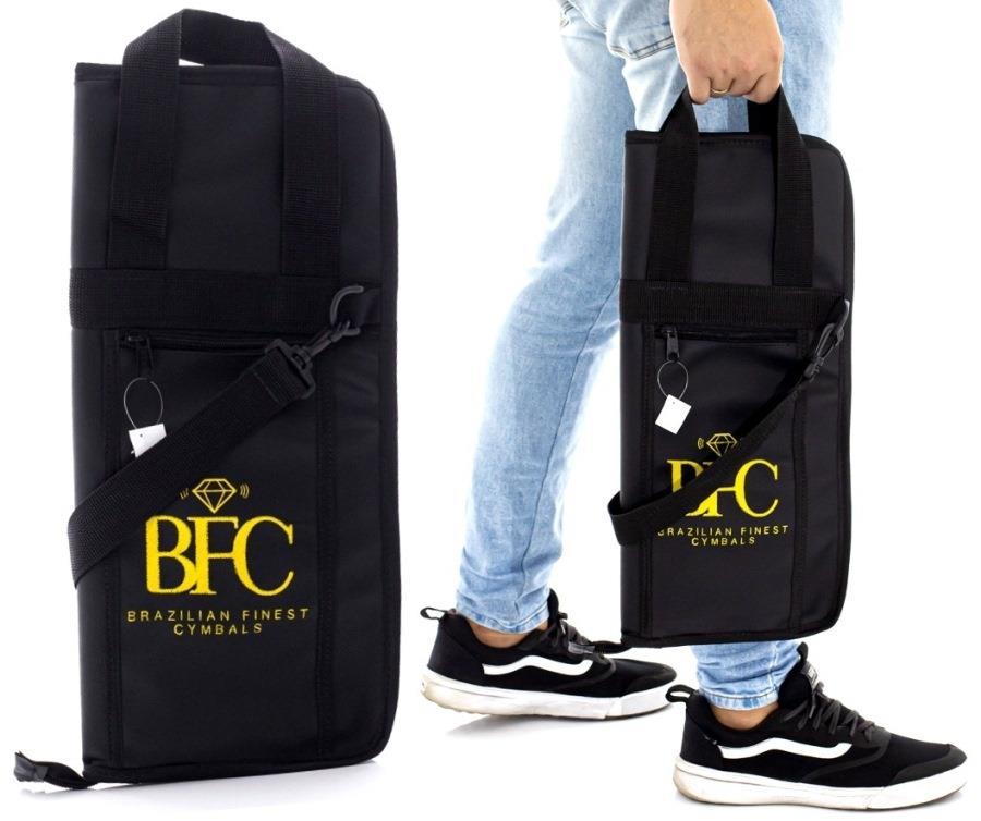 Bag de Baquetas BFC Brazilian Finest Cymbals Preta em Eco Couro com Bolso Frontal KN (3351)