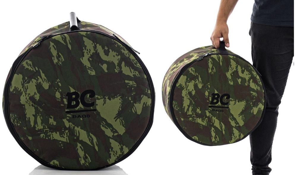 Bag de Caixa Batera Clube BC Camuflagem 14" ou 13" por 5" a 6,5" de profundidade com alça emborrachada (001027)