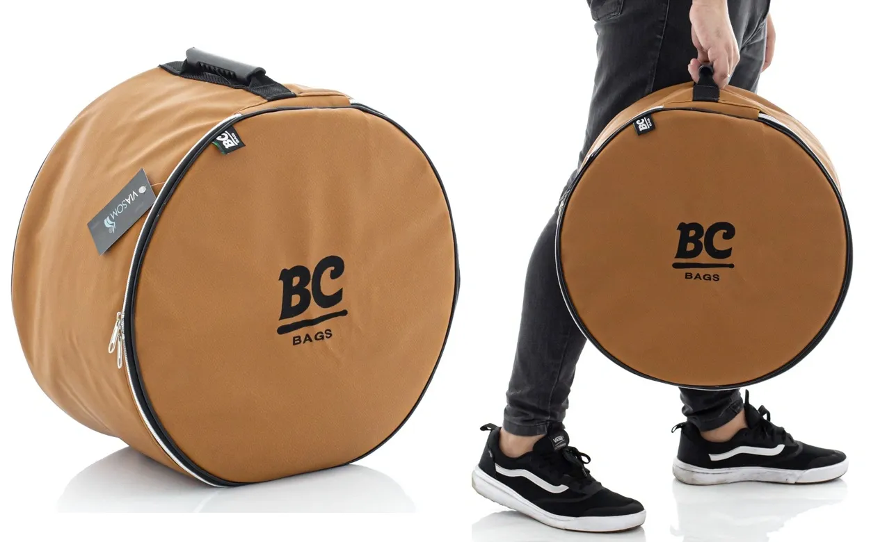 Bag de Caixa BC Batera Clube Signature Eco Couro Via Caramelo Caixas 14" ou 13" até 8" de Profundidade
