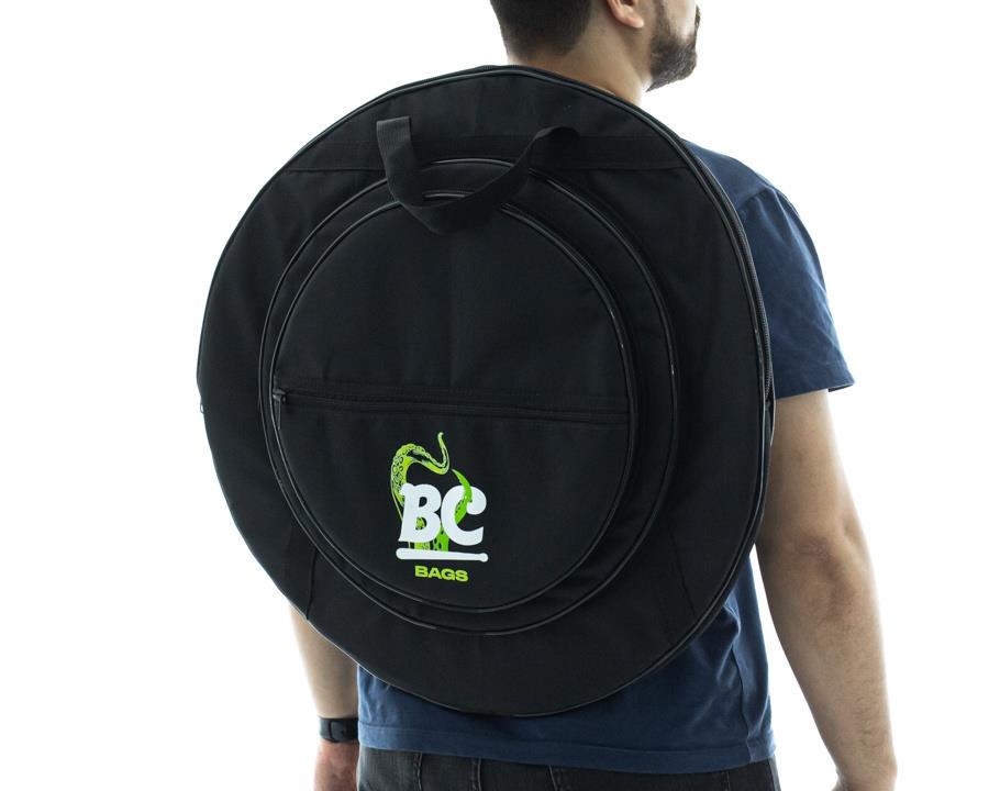 Bag de Pratos Batera Clube BC Octogear Black para pratos até 22" com 3 divisões e alça de mochila