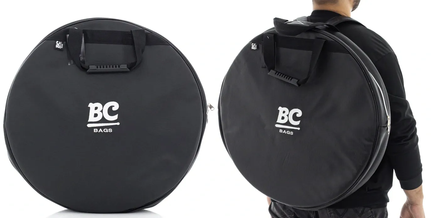 Bag de Pratos BC Bags Batera Clube Signature Via Black 24" em Eco Couro com alça de mochila