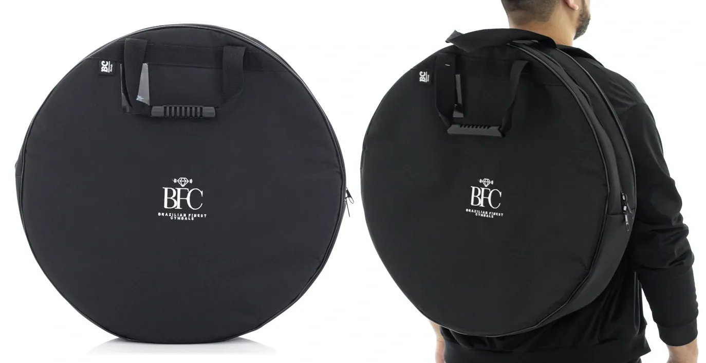 Bag de Pratos BFC Brazilian Finest Cymbals Via Black Nylon 22" com alça de mochila e divisão interna