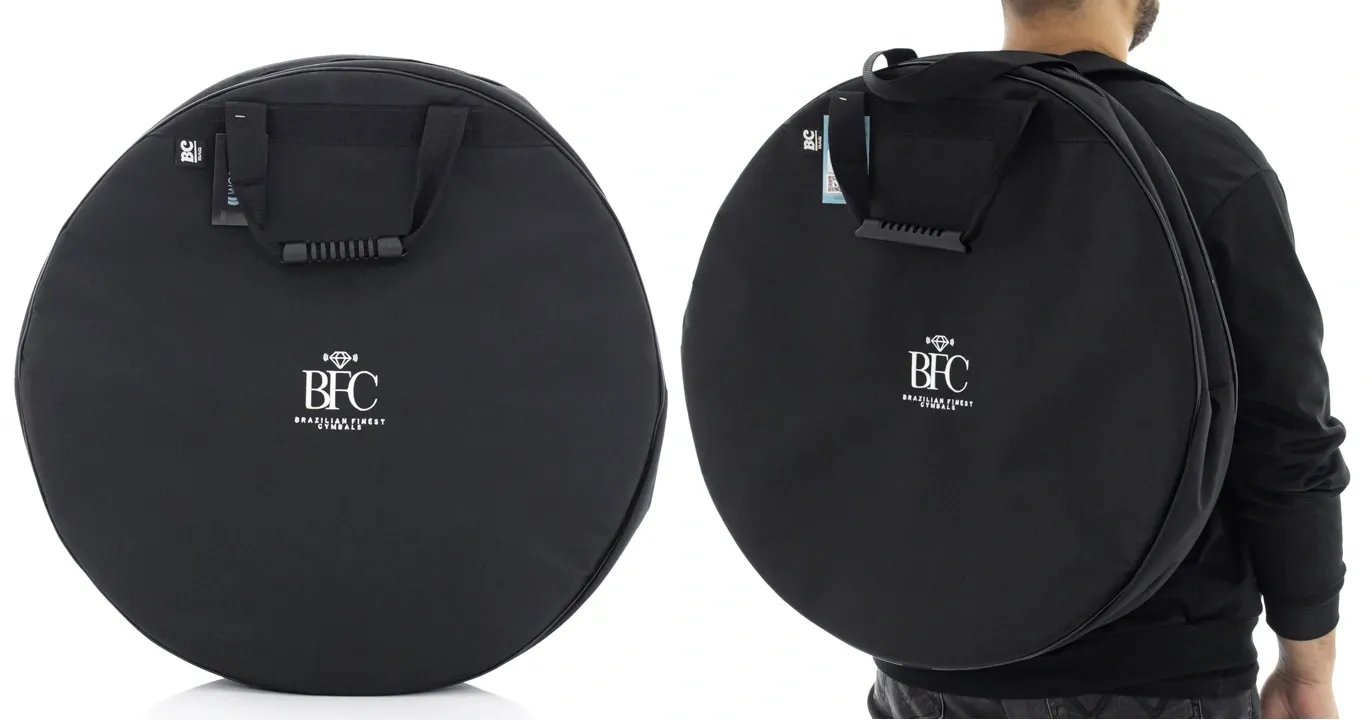 Bag de Pratos BFC Brazilian Finest Cymbals Via Black Nylon 24" com alça de mochila e divisão interna