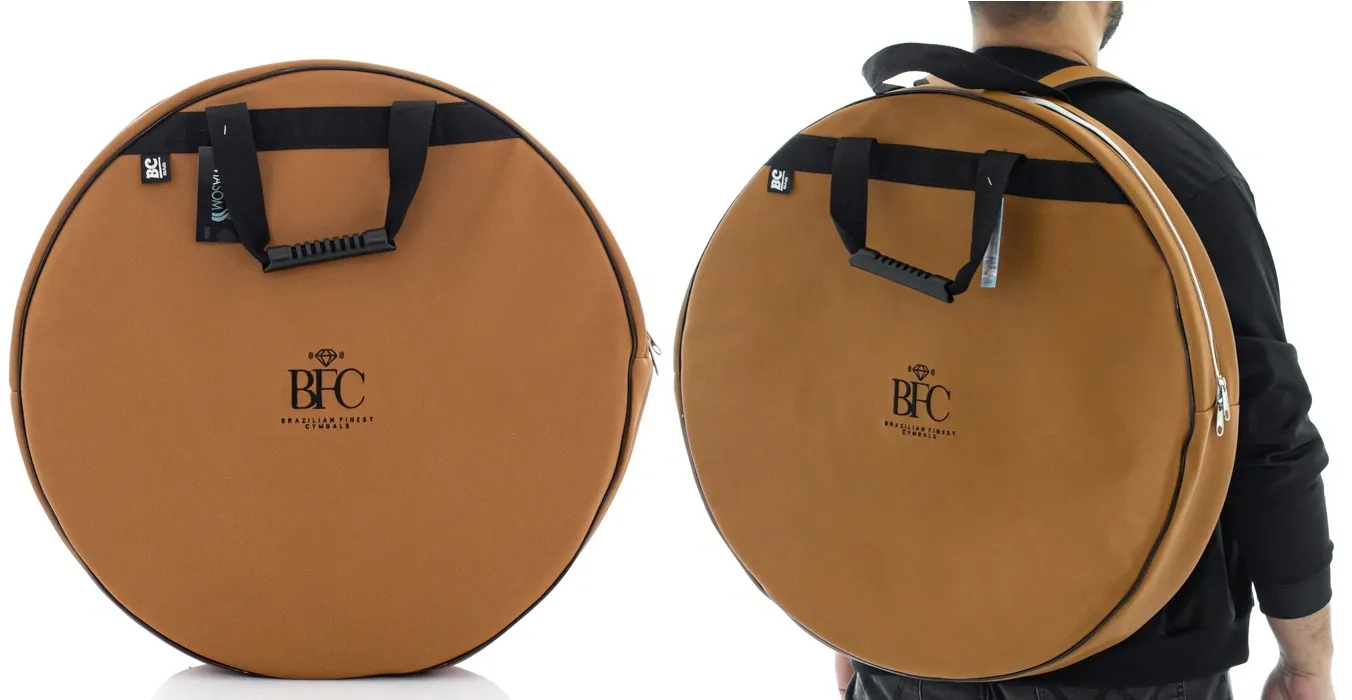 Bag de Pratos BFC Brazilian Finest Cymbals Via Caramelo 24" em Eco Couro com alça de mochila