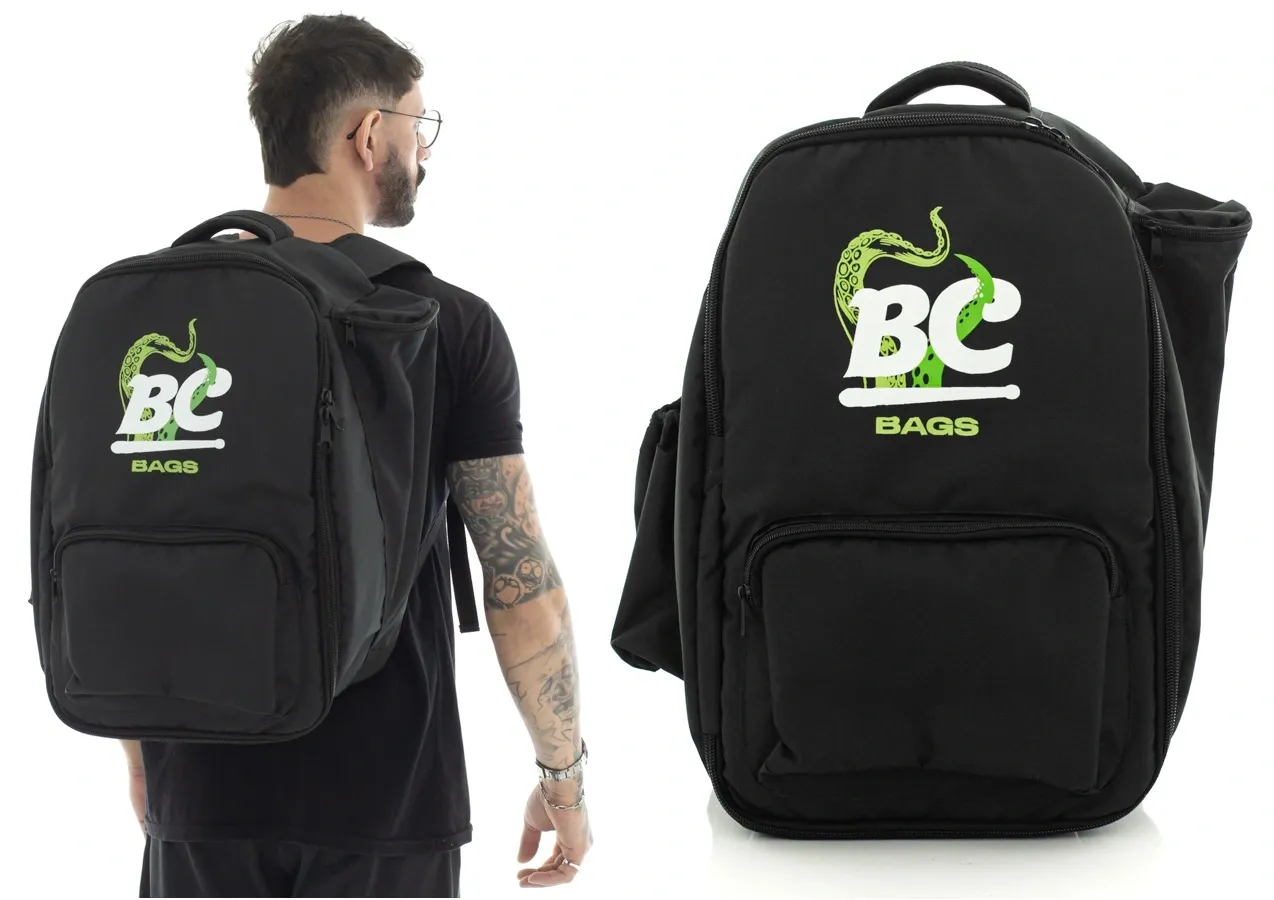 Bag Mochila BC Bags Signature Drumbag Black para Bateristas, uso misto, baquetas, laptop e acessórios