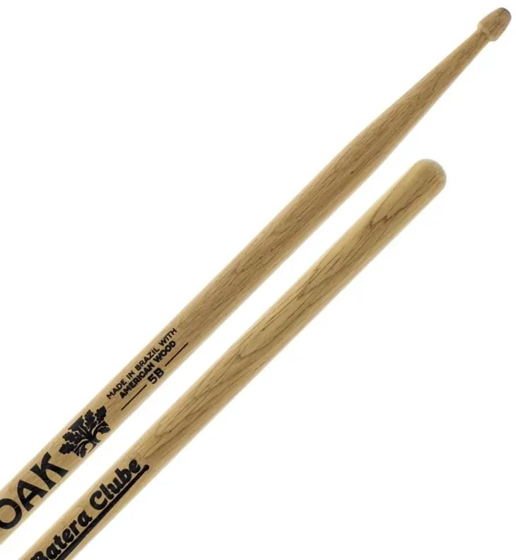 Baqueta 5B Batera Clube Signature OAK Soft Padrão 5B Comprida Made in Brazil com madeira Americana