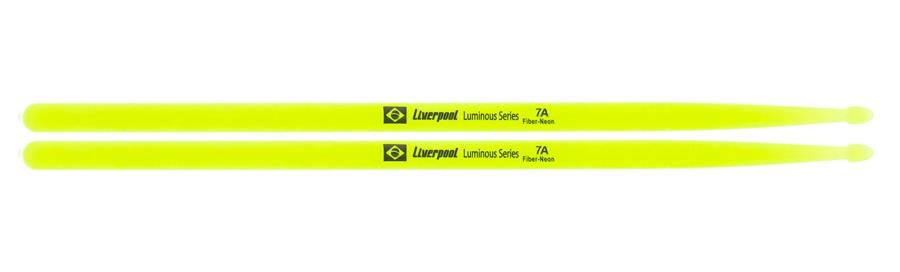 Baqueta Liverpool Luminous Fiber Neon Verde 7A Fluorescente em Fibra Sintética + Durável e Resistente (11665)