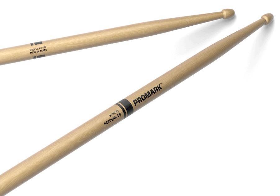 Baqueta Promark American Hickory 5B Rebound RBH595AW 5B Clássica mais conforto no rebote (028442)