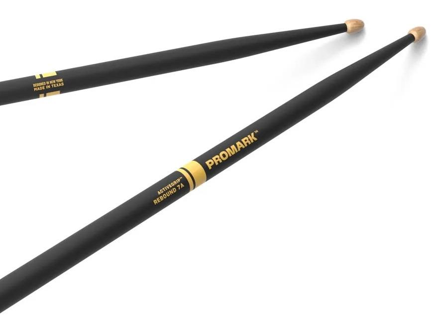 Baqueta Promark American Hickory 7A ActiveGrip Black Rebound R7AAG com mais conforto no rebote (028439)