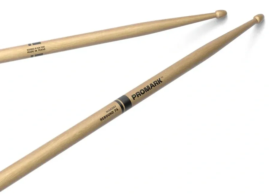 Baqueta Promark American Hickory 7A Rebound RBH535AW 7A Clássica mais conforto no rebote (028072)