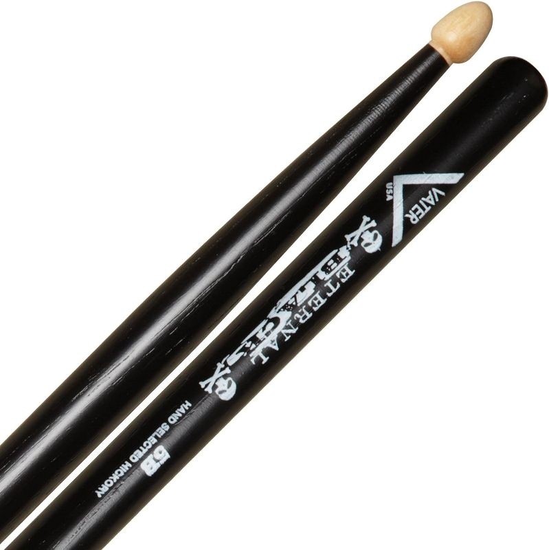Baqueta Vater 5B Eternal Black VHEB5BW Padrão 5B Clássica Preta em Hickory Made in USA