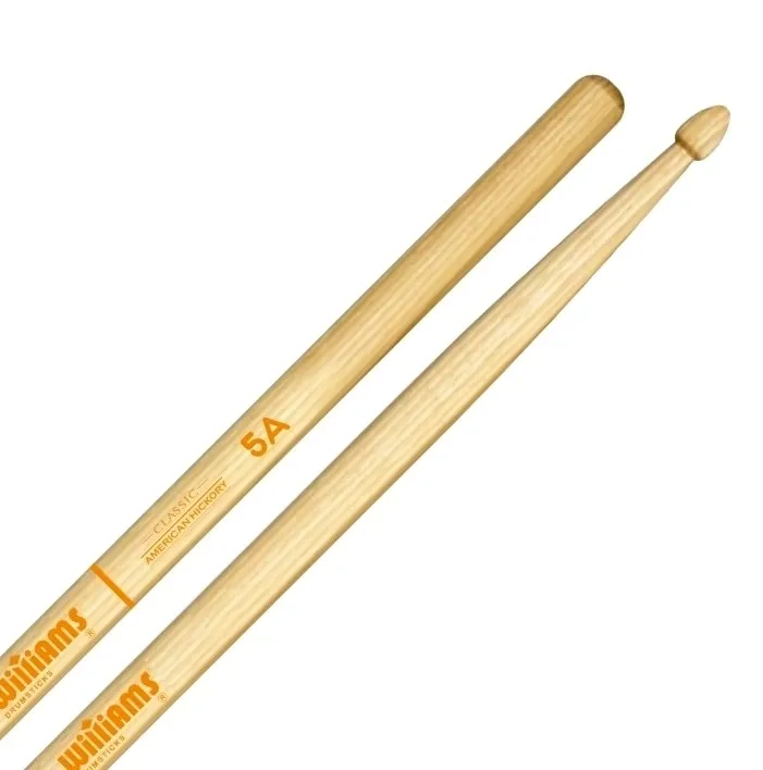 Baqueta Williams Classic American Hickory Padrão 5A Clássica DS-WCL-5A Orange Logo