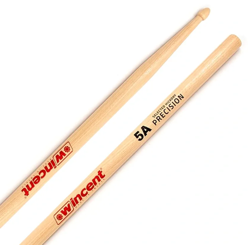 Baqueta Wincent Precision Hickory 5A W-5AP Fabricada na Suécia em altíssimo padrão com cera protetora