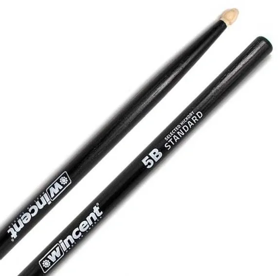Baqueta Wincent Standard Black Hickory 5B W-5BCB Fabricada na Suécia em altíssimo padrão com cera protetora