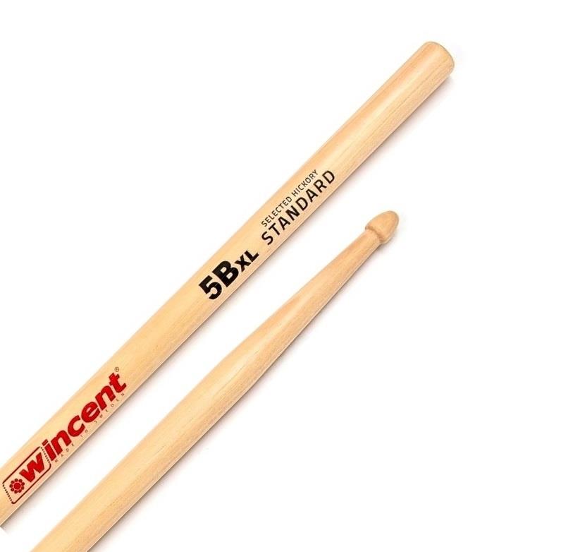 Baqueta Wincent Standard Hickory 5B Extra Longa W-5BXL Fabricada na Suécia em altíssimo padrão com cera protetora
