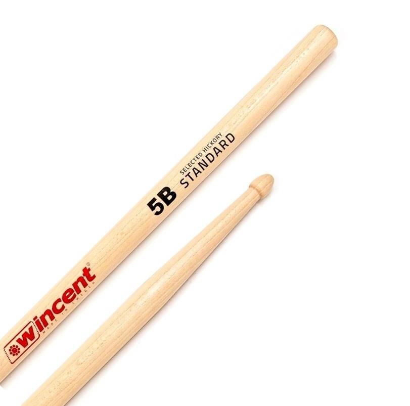 Baqueta Wincent Standard Hickory 5B W-5B Fabricada na Suécia em altíssimo padrão com cera protetora