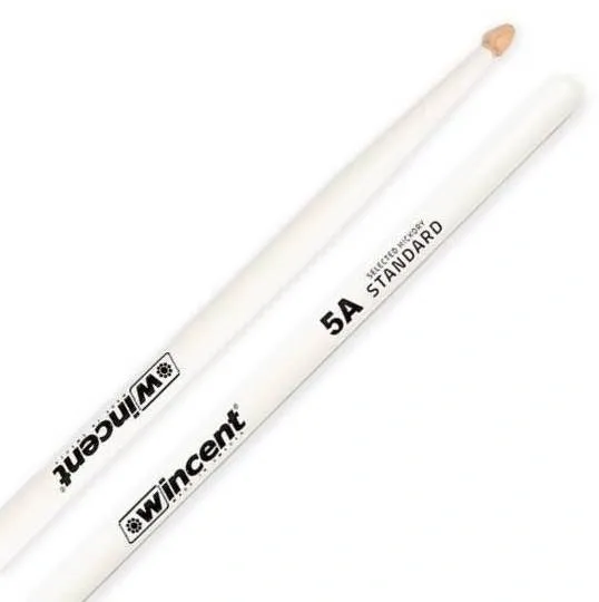 Baqueta Wincent Standard White Hickory 5A W-5ACW Fabricada na Suécia em altíssimo padrão com cera protetora