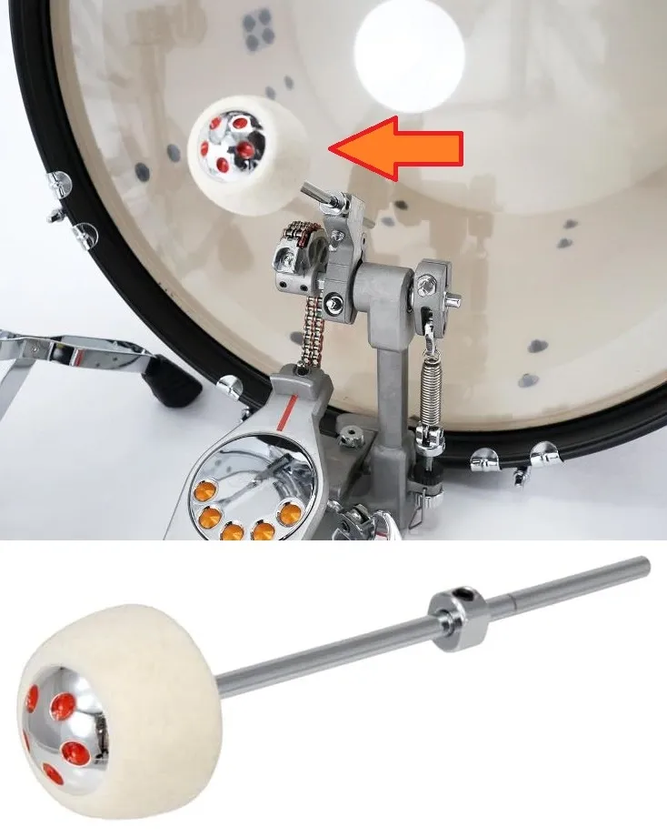 Batedor de Bumbo Pearl B-300F/T Demon Drive XRF Tapered Felt Beater compatível com diversos pedais