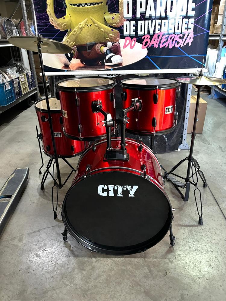 Bateria City Power Set Wine 22",12",13",16" Completa com Pratos e Banco (Saldão)