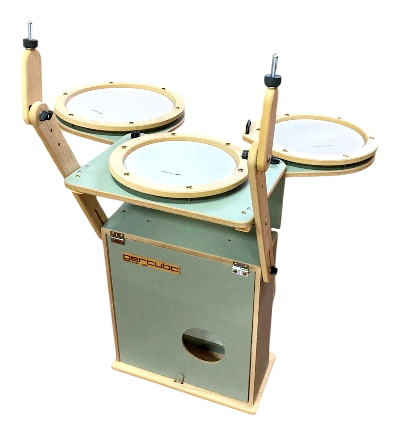 Bateria Compacta Percubo Fast Pop Paint Baby Green compacta com estantes e máquina de chimbal embutida