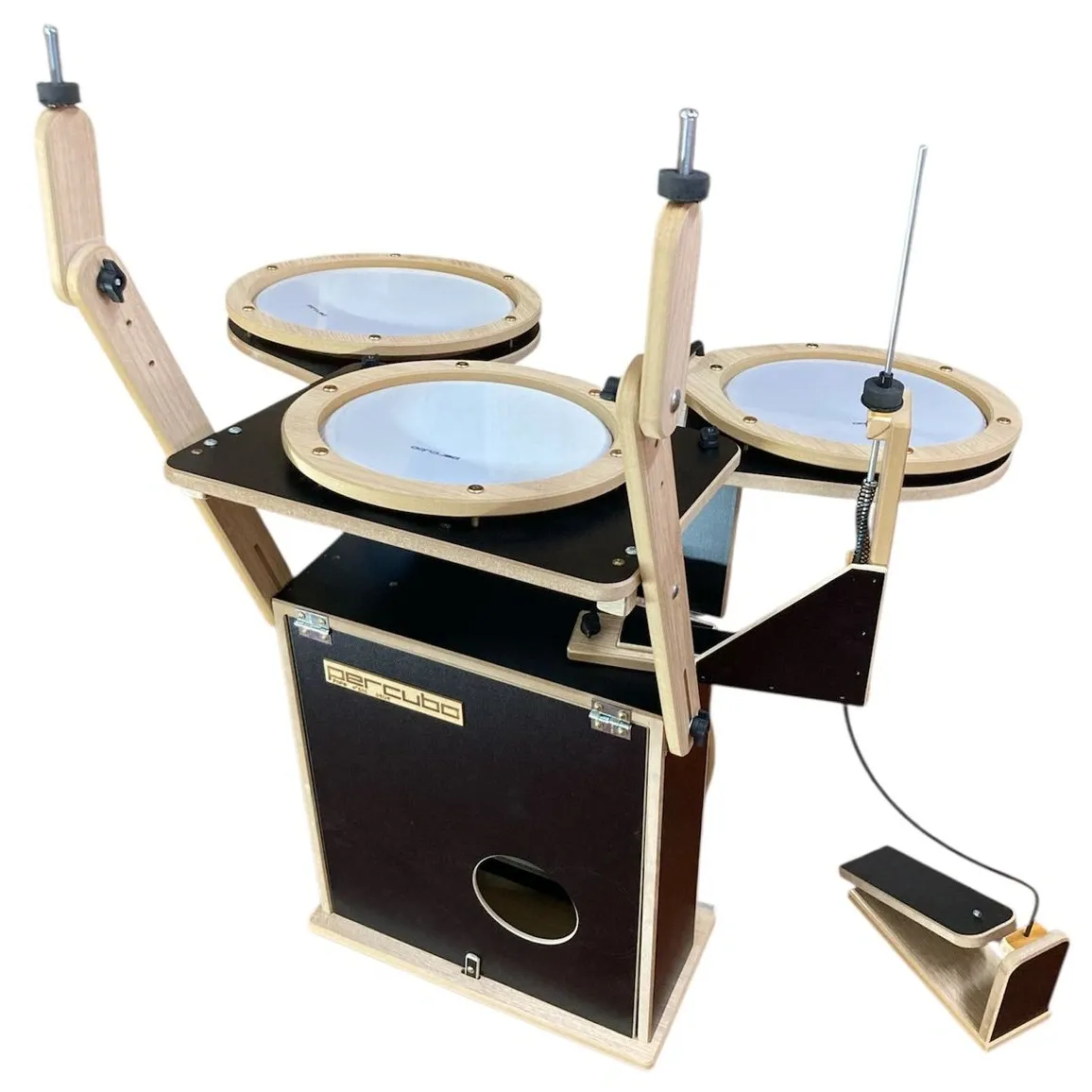 Bateria Compacta Percubo Fast Pop Paint Black compacta com estantes e máquina de chimbal embutida