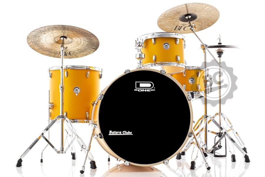 Bateria D-One Rocket Rock Orange Satin com Bumbo 24", tom 13", surdo 16", Caixa 14x8" e Ferragens