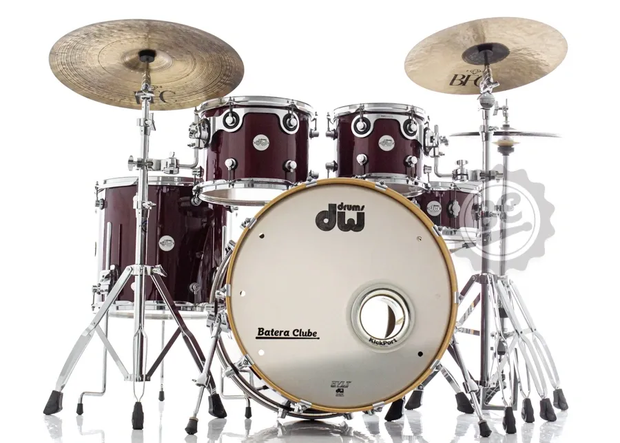 Bateria DW Design Cherry Stain Lacquer Specialty 22",10",12",16", caixa (Shell Pack) Seminova