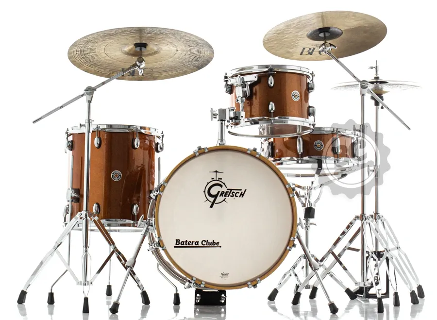Bateria Gretsch Catalina Club Jazz Bronze Sparkle 18", 12", 14" e caixa com Ferragens Gretsch G3