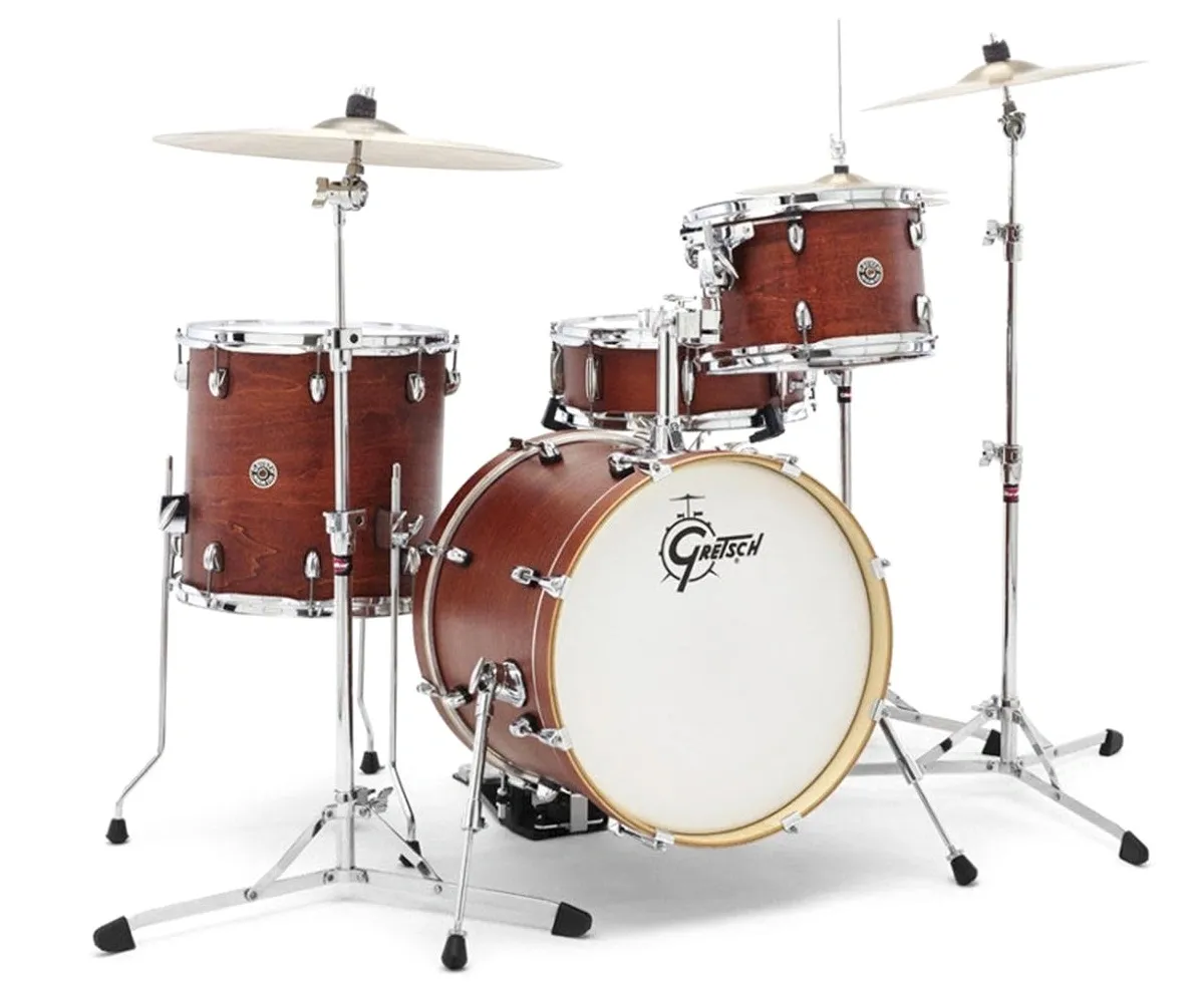 Bateria Gretsch Catalina Club Jazz Satin Walnut Glaze 18", 12", 14" e caixa com Ferragens Gretsch G3