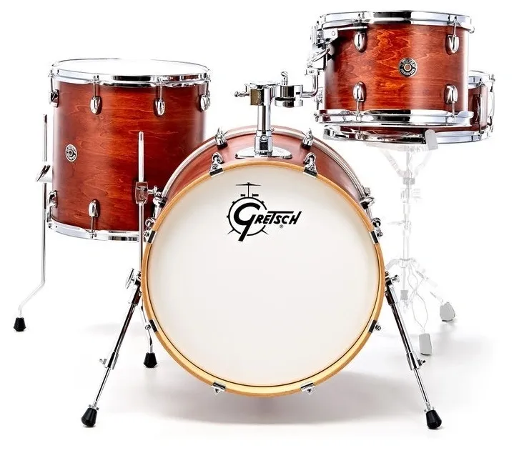 Bateria Gretsch Catalina Club Jazz Satin Walnut Glaze com Bumbo 18", 12", 14" e caixa (Shell Pack)