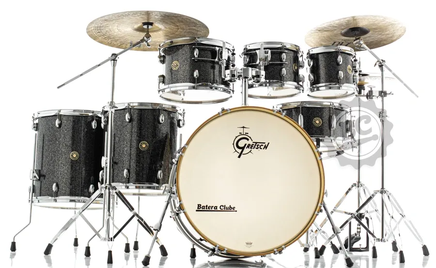 Bateria Gretsch Catalina Maple Black Stardust BS 22",8",10",12",14",16" com Kit de Ferragens