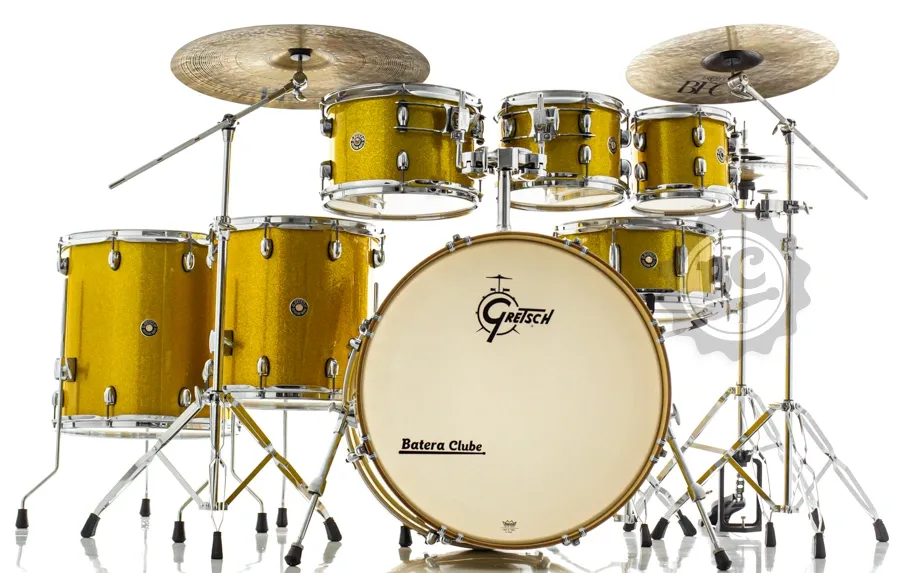 Bateria Gretsch Catalina Maple Lemon Sparkle LE 22",8",10",12",14",16" com Kit de Ferragens